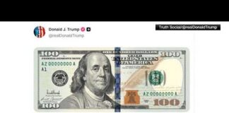 Trump posts photo of $100 bill with signature