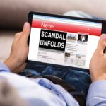 Person reading news website on tablet