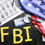 FBI Moves Fast After Trump Kill Posts FBI letters with fingerprint sheet, badge, magnifying glass, and US flag