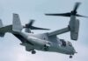tiltrotor aircraft flying with landing gear down