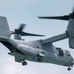 tiltrotor aircraft flying with landing gear down