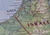 Map close-up of Gaza and southern Israel