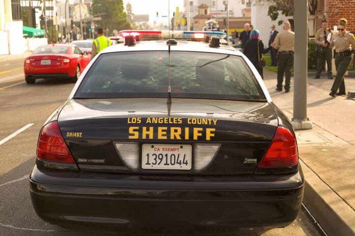 Sheriff patrol car parked on city street