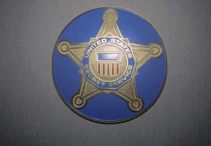 United States Secret Service badge emblem on blue background