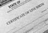 Birth certificate form close-up