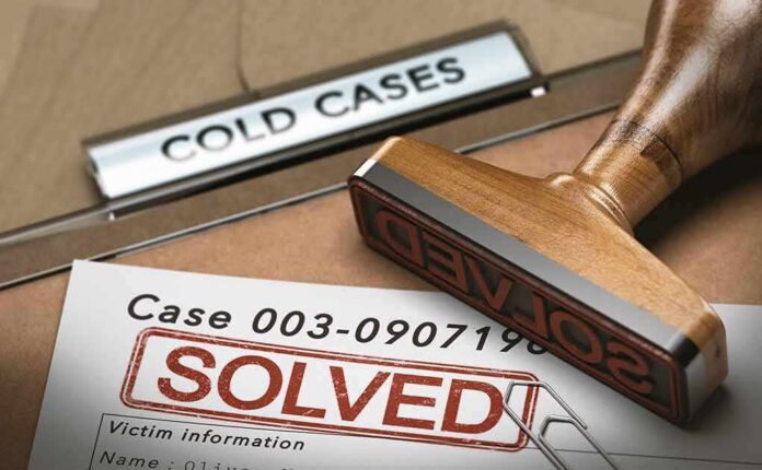 Rubber stamp marks solved on a case file
