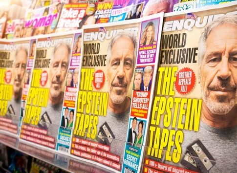Multiple magazine covers featuring a controversial figure with headlines about secret tapes