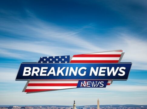 Breaking news graphic overlaying a view of the Capitol building in Washington D.C.